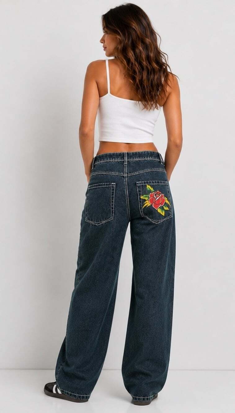 Ninth Hall Idle Blue Wash Straight Leg Jeans Tattoo Designs Size 16 NWT T70 - Picture 2 of 11